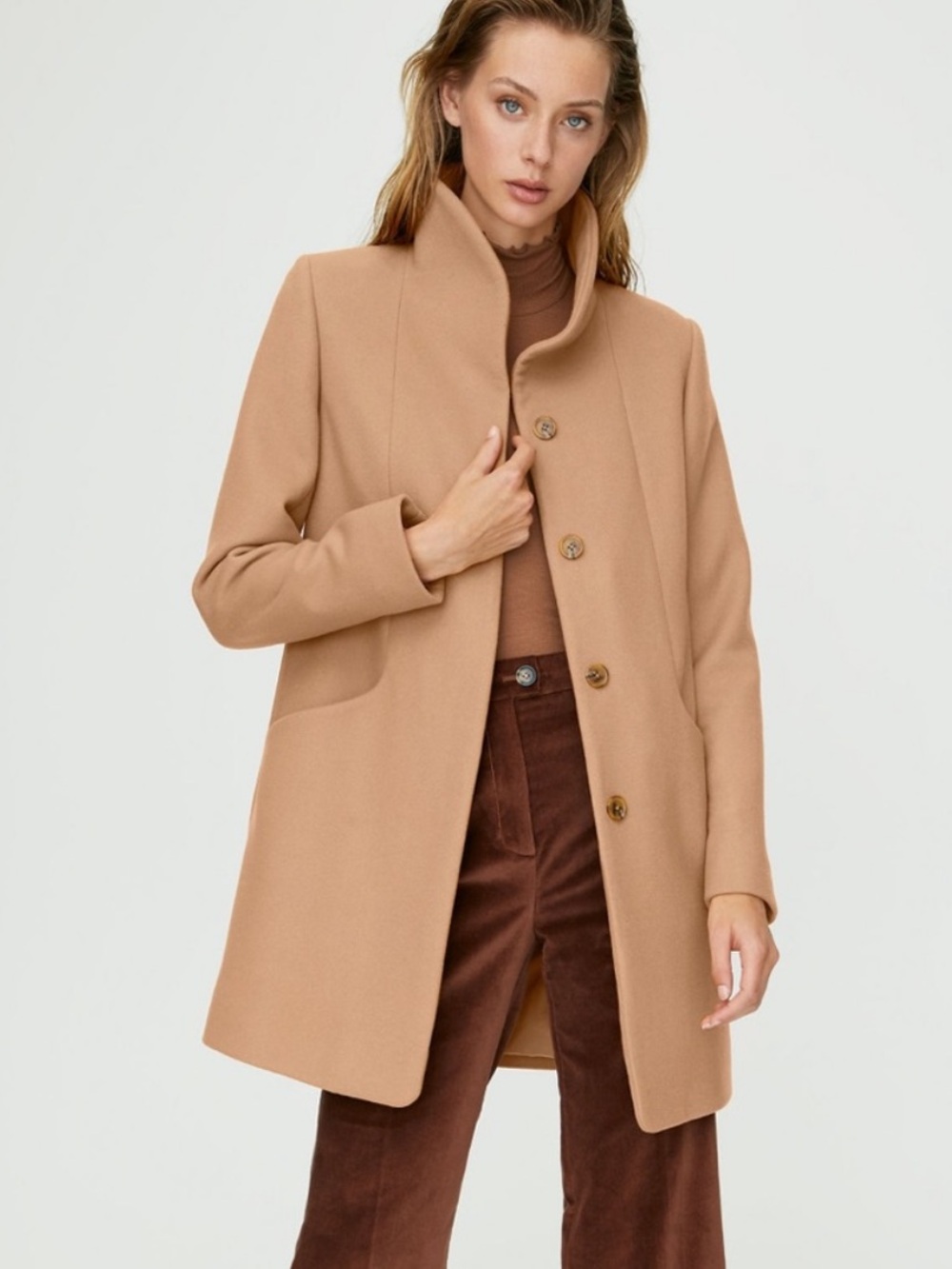 Aritzia Wilfred Cocoon Gold Camel Wool Coat Size S
